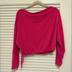 Athleta Hot Pink Boatneck Drawstring Sweatshirt